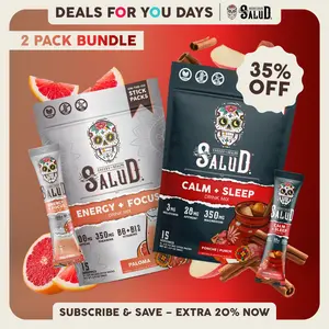 Salud 2-in-1 [Day & Night Duo] Agua Fresca Drink Mix, Organic Caffeine & B-Vitamins by Day, Melatonin, Magnesium & L-Theanine by Night, Non-GMO, Vegan, 1g Sugar (2-Pack, 30 Servings), Deals For You Days