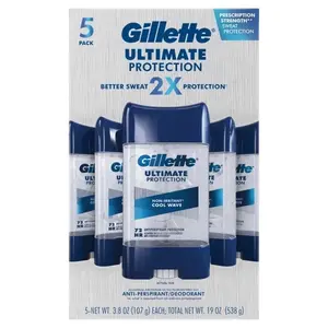 Gillette Ultimate Protection 6-in-1 Antiperspirant, 3.8 Ounce non-irritant cool wave (Pack of 5)