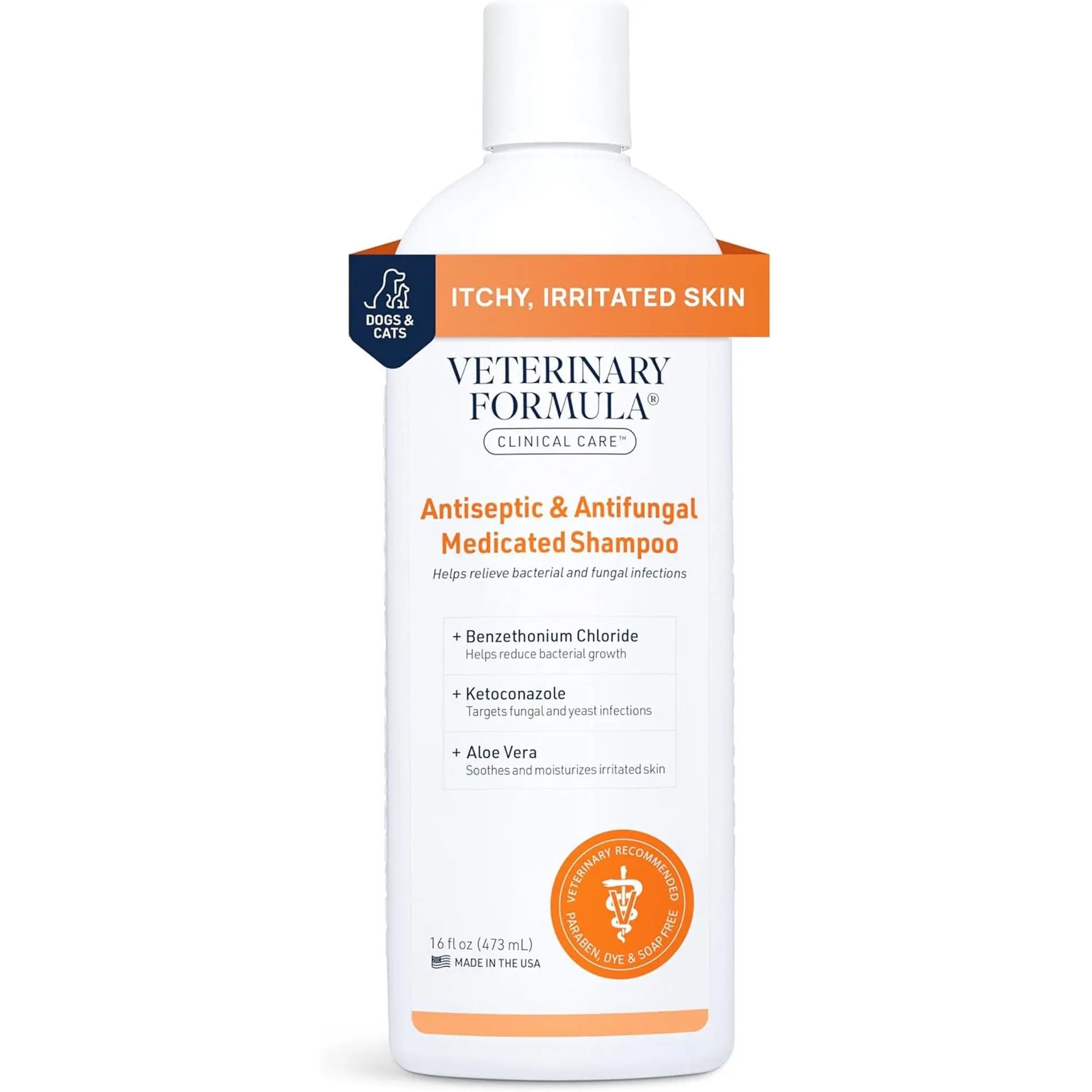 Medicated Antiseptic Antifungal Pet Grooming Shampoo - 16 oz, Clean, Animal Safe, Paraben-Free, Soap-Free, for Dogs & Cats, Animal Safe Shampoos