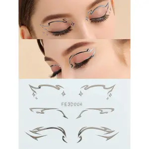 1 Pcs 3D Silver Foil Hot Stamped Jelly Sticker for Eye and Face