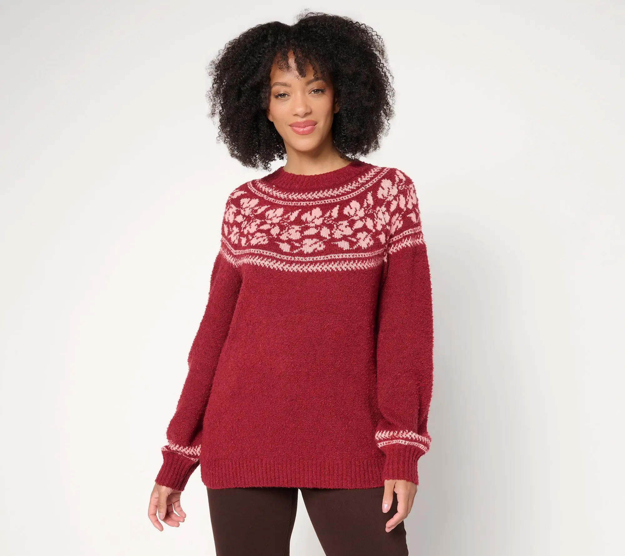 Denim & Co. Mock Neck Fair Isle Long Sleeve Sweater Denim & Co. Mock Neck Fair Isle Long Sleeve Sweater