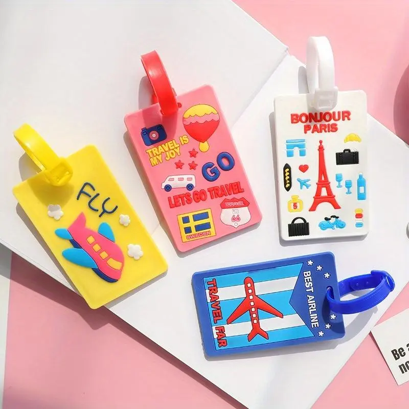 5pcs Cartoon Luggage Tag, Luggage Identification Tag, Boarding Tag, Assorted Varieties, Stylish Playful Charm