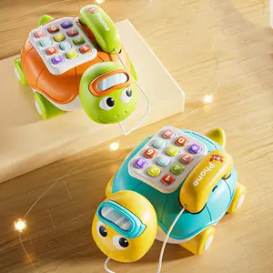 Baby Musical Light Up Simulation Phone Car Toy, Realistic Telephone, Pull-String Moveable Phone, Simulated Call, Suitable for Kids Learning Numbers