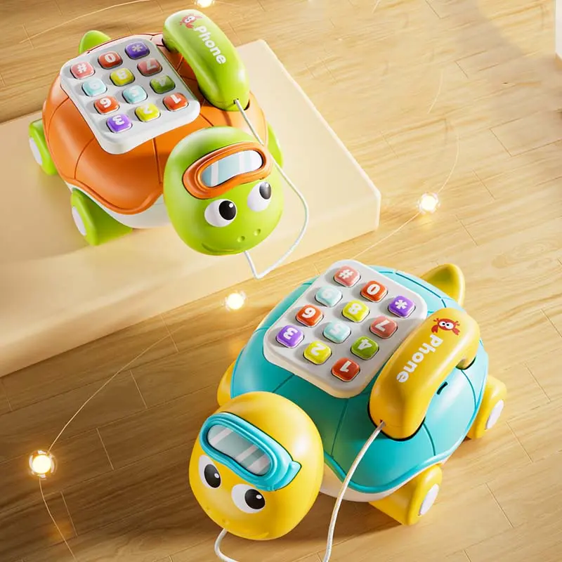 Baby Infant Musical Play Simulation Phone Car Toy, Realistic Telephone, Pull-String Moveable Phone, Simulated Call, Suitable for Kids Learning Numbers, Gift