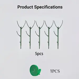 6-Piece Monstera Plant Support Stakes, 5 Sturdy Stands & 1 Magic Tape Roll, Stackable Tall Stakes with Tape Binding, Durable Vine Garden Poles for Outdoor Gardening