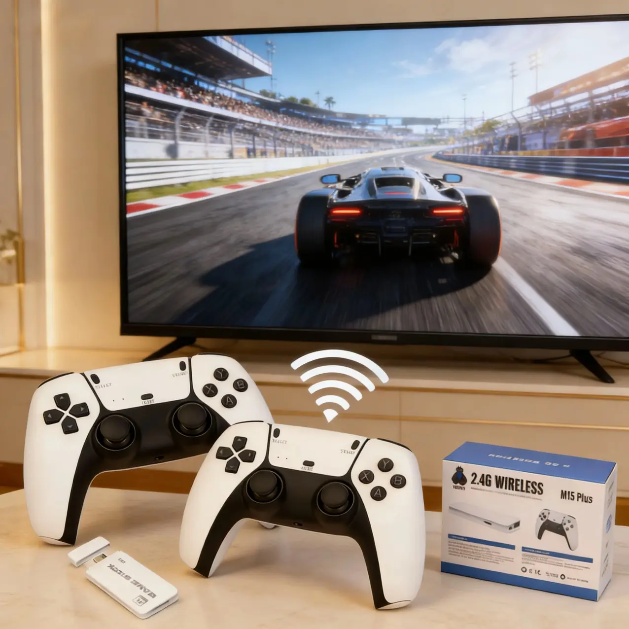 Game Console with 9 Classic Emulators, 4K HDMI Output, Plug-And-Play Video Game Stick, over 200 Games Included, 2.4g Wireless Controller, Game Peripherals