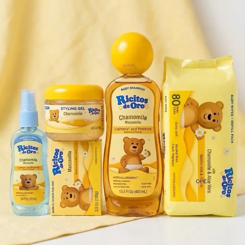 Ricitos de Oro Haircare Shampoo Kit - 400ml Nourishing Hydrating Daily Cleanser, Soap, Hair Gel, Towel, and Perfume