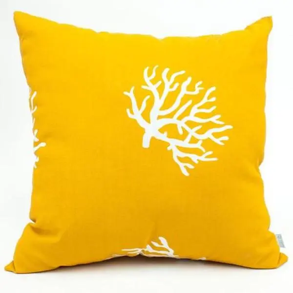 Majestic Home Yellow Coral Large Polyester Pillow - 20x8x20in, Plush Fill, Durable, Fade-Resistant, UV-Protected, Indoor/Outdoor, Spot-Clean Compatible, Living Room Decor