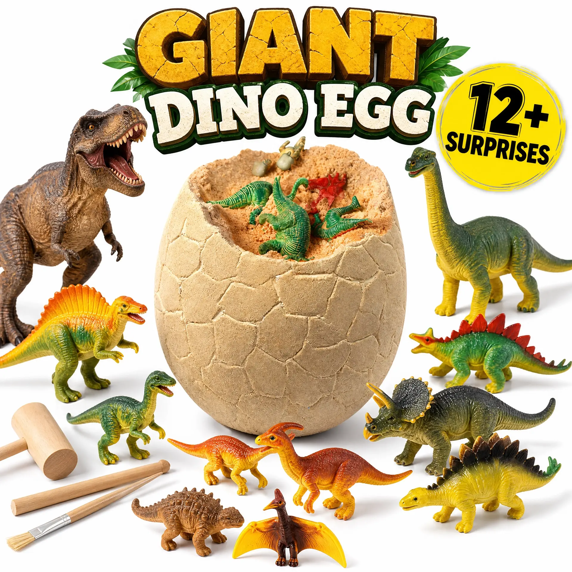 GIANT 14-in-1 Dinosaur Egg Dig Kit  STEM Educational Toys for Kids Boys Girls  Perfect Birthday Gift & Party Favors | Unearth 14 Surprise Dinos | Non-Toxic & Safe Materials for Hands-on Fun!