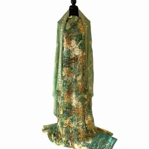 Floral Gold Embroidered unstiched  3PC driya Dirac good for eid celebration and gathering