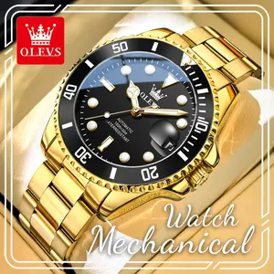 Luxury OLEVS 6650 Black Dial Automatic Mechanical Watch, Big Date Window Luminous Waterproof, Premium Practical Birthday & Father’s Day Business Gift for Guys