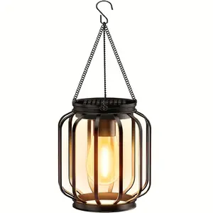 Solar powered hanging lantern outdoor light, Outdoor solar lights, metal solar light with hook, bright and warm lantern decoration for outdoor use, IP65 outdoor waterproof pendant light, classic outdoor lighting for courtyard, garden decoration