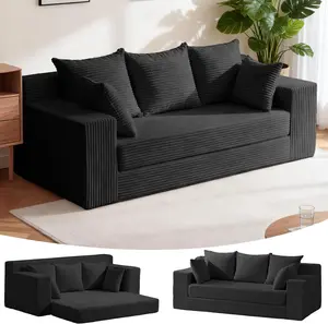 Winzoo 4-in-1 Convertable Sofa Bed Corduroy Oversized Loveseat /3 Seats boneless Couch  Floor Sleeper DIY Combination Lounge Comfy  for Living Room