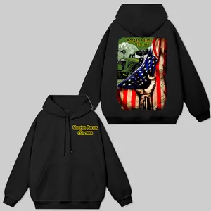 Customized Tractor US Flag Adult Hoodie - Morgan Farms Graphic Tees Shirt For Farmers