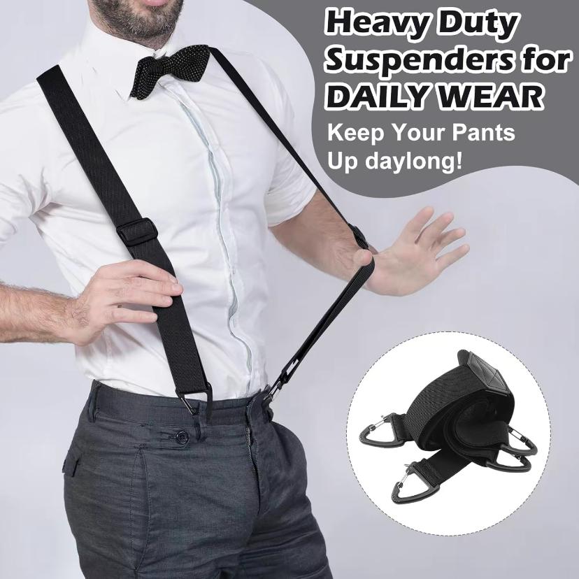 Suspenders for Men Heavy Duty, X Back Hidden Suspender 1.5" Under Clothing, Adjustable Work Suspenders for Men Women