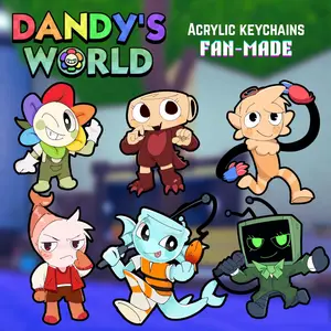 Dandy's World Acrylic Keychains - Dandy, Finn, Vee, Shrimpo, Goob, Shelly Keychains, Unique Gifts, Cute Acrylic Keychains Perfect for Fans & Collectors, Bag Accessories, Kawaii Merch Gifts