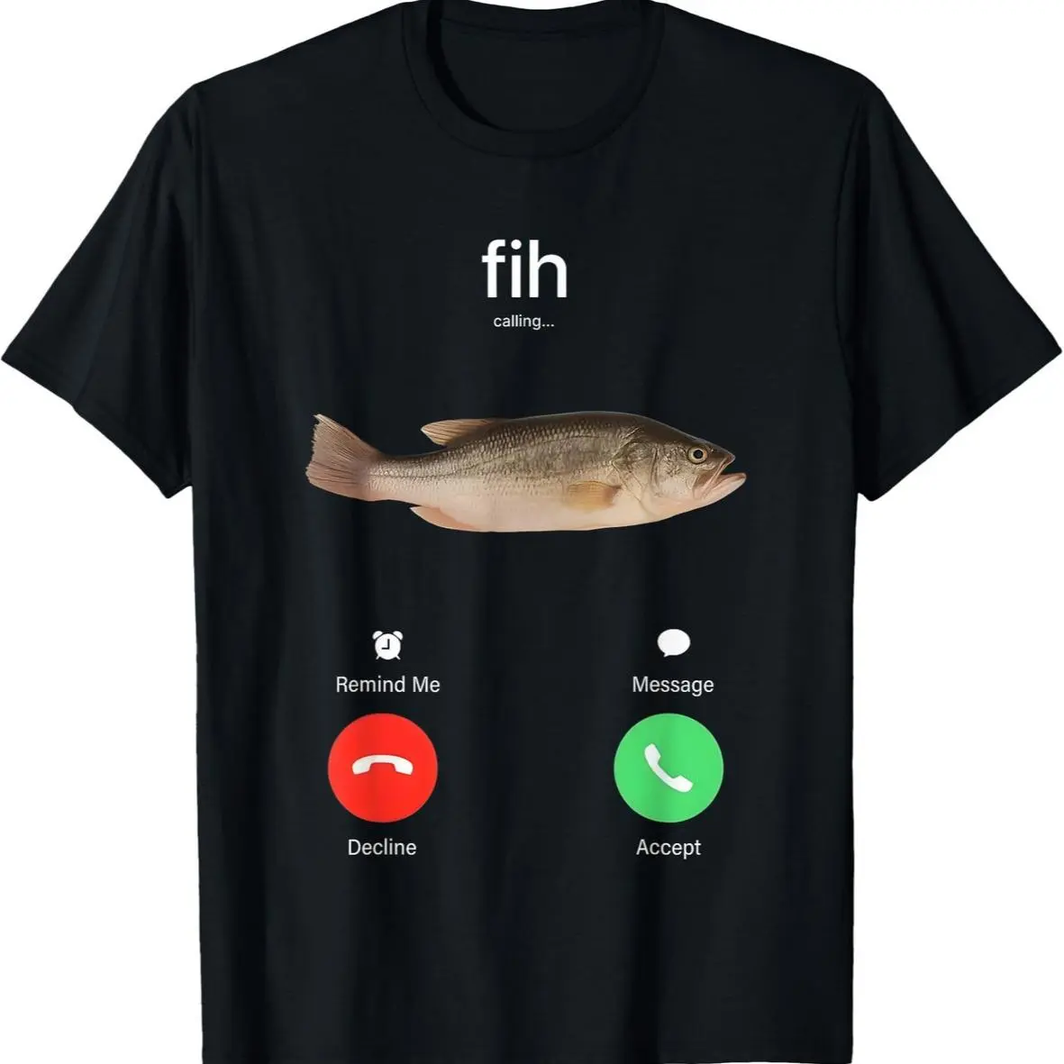 Men's T-shirt 100% Cotton， "Fih" Funny Misspelled Fish Meme, Simple Humor T-Shirt