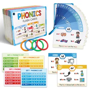 Phonics Flash Card Set, 65 Sheets 118 Sets Spelling Learning Word List, Vocabulary Building Aids for Pronouncing Rhyming Words