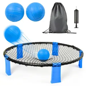 Outdoor Roundnet Volleyball Training Set, Portable Beach Game with 2 Balls, Sturdy Net, Carry Bag, Classic Family Entertainment for Beach, Backyard, Camping