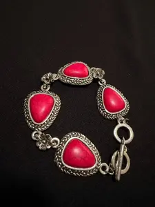 Vintage Red Stone Link Bracelet