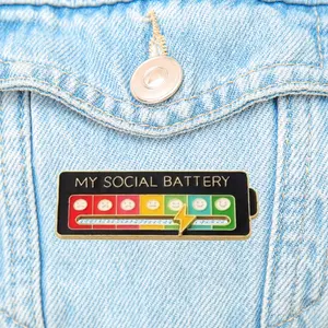 Social Battery Enamel Pin - Colorful Display, Adjustable Mood, Humorous Accessory