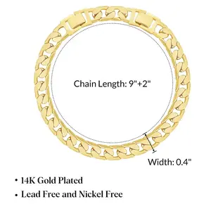 DearYou Studio B Gold Ankle Bracelets for Women, 14K Gold Anklets Chunky Cuban Link Chain Summer Beach Foot Jewelry Gifts & Jewelry for Christmas Gifts 9" or 11" Adjustable Extension Chain Mothers Day Gift Ideas