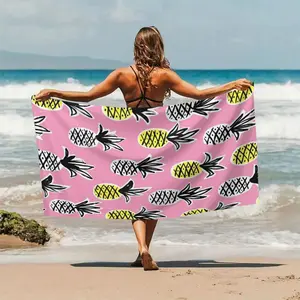 Pineapple Pattern Beach Towel, Soft Lightweight Beach Towel, Travel Towel, Fitness Travel Towel, Camping Pool Vacation Towel