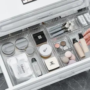 Multi-Layer Cosmetic Organizer Box Set, Transparent Acrylic Drawer Storage Solution, Stylish Desktop Organization for Makeup & Accessories, Cosmetics Organizer Storage