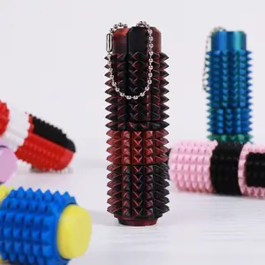 Spiky Sensory Fidget Toy for ADHD,SH, Pain Stimulator with Clicker, Spinner, Slider, Roller, Spiky Grip, 5-In-1 Stress Relief, Portable Keychain