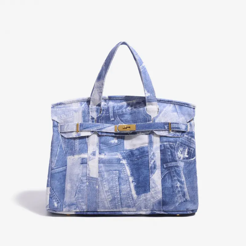 Women's 90s Style Retro High-Capacity Vintage Washed Denim Handbag - High-End Casual Commuter Shoulder Bag for Daily Use with Distinct Design, Casual Commuter Handbag, 90S Style Women's Handbags