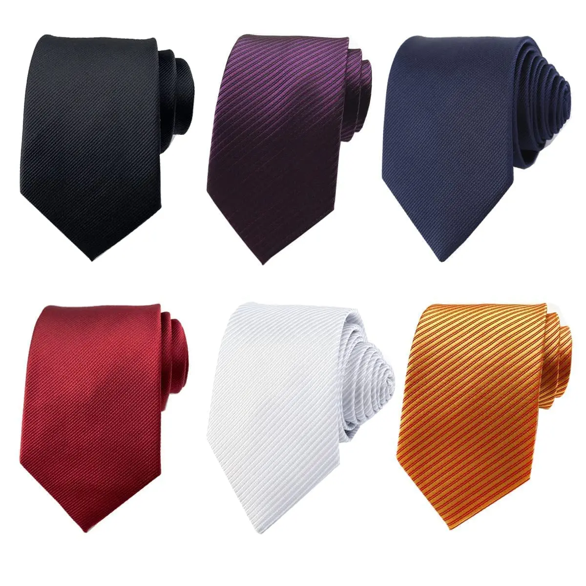Men's 6-Pcs Classic Silk Neckties, Woven Jacquard Craft, Stylish Tie Design for Formal Occasions