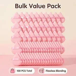 50pcs Large Triangle Soft Powder Puffs + 50pcs Mini Powder Puffs, Beauty Puff, Dusting Powder Puff, Perfect for Setting Makeup, Use Edges & Tips for Details, Even Application