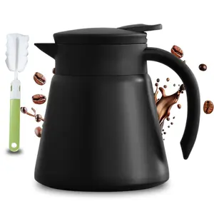 Stainless Steel Thermal Coffee Carafe, 20oz Double Wall Vacuum Insulated Mug for Hot Drinks, Includes Cleaning Brush, Ideal for Home & Office Use, Coffee Bar Accessories, Coffee Equipment