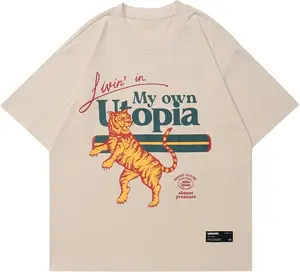 Aelfric Eden Mens Oversized T Shirts Tees Tiger Graphic Tee Print Cotton Tops Streetwear Casual Shirt