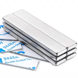 Heavy Duty Neodymium Dual Sided Hardware Bar Magnets with Adhesive - 6-Pack (60x10x3mm) for Fridge, Crafts, Dual Sided Magnet