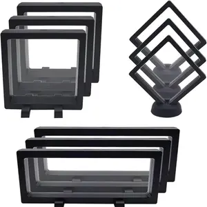 9PCS 3D Floating Display Case for Medals, Medallions & Stamps - Large Suspension Frames with Transparent Design Decor Set Photo
