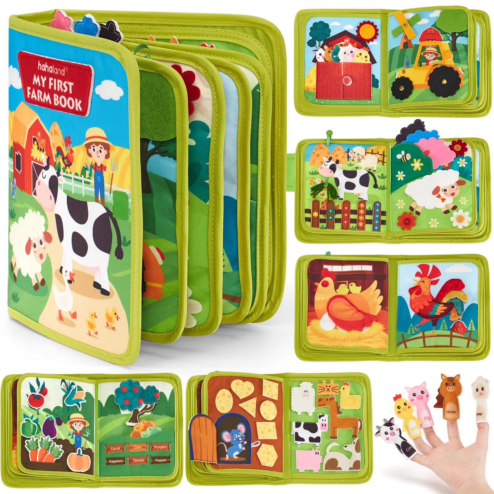 Hahaland Busy Board for Toddlers 1-3 - Montessori Toys for 1-3 Year Old Boys & Girls - Educational Quiet Activity, Easter Basket Stuffers Montessori Toys Boy Girl Toys Educational Learning Quiet Activity Books Toddler Travel Toys Birthday Gift