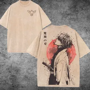 Retro Vintage Limited Agatsuma Zenitsu - Demon Slayer Wash Tshirt, Demon Slayer Tee, Zenitsu Tee, Oversized Cotton Acid Washed Tee, Anime Manga, Anime Streetwear, Graphic Tees