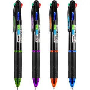 4-Pack 4-in-1 Multicolor Retractable Ballpoint Pens, 0.7 mm Tip, Bleed-Proof for Office School Supplies, Ideal for Color-Coding, Doodling, Fun Writing