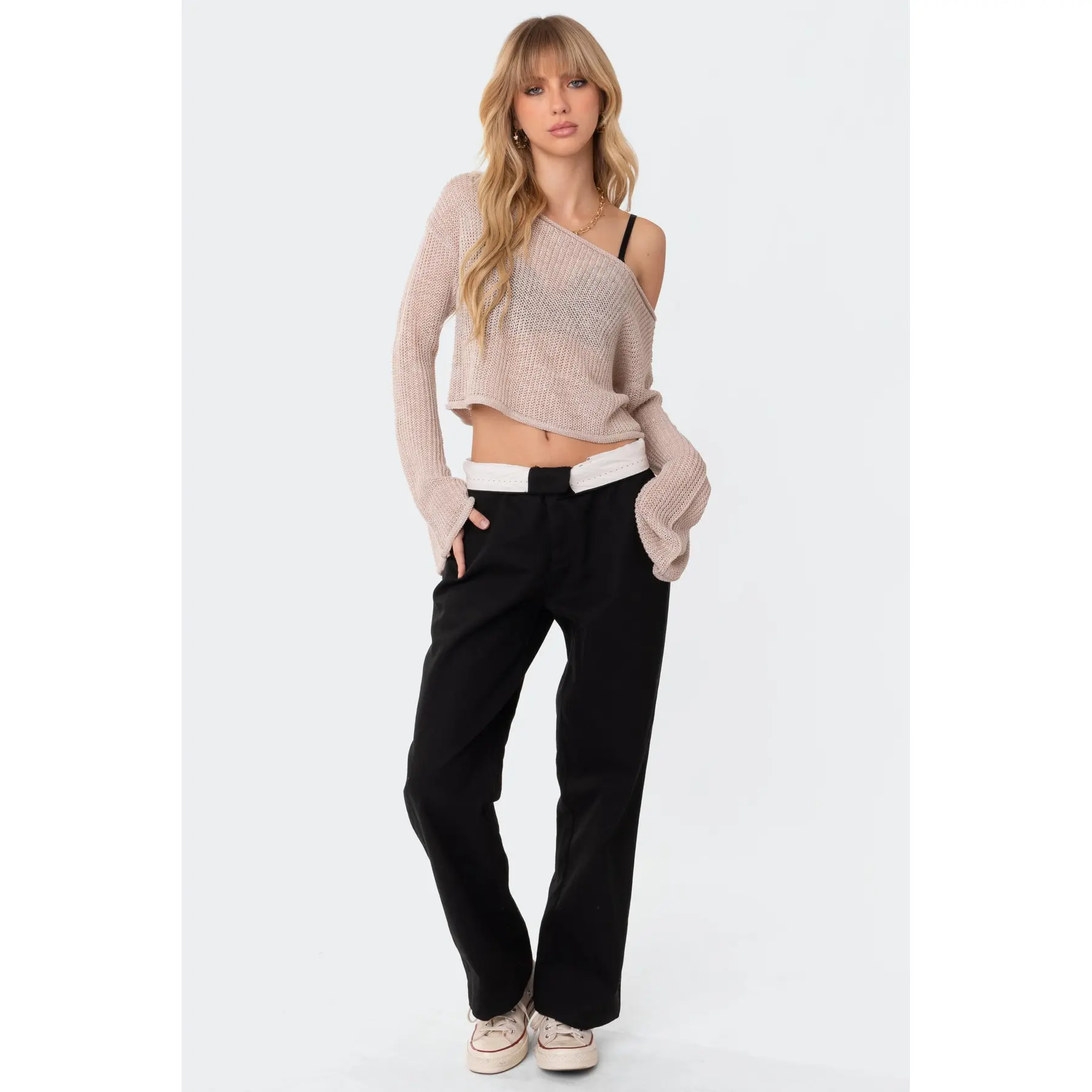 Emmie Off The Shoulder Sheer Knitted Top