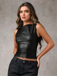 Women's Y2K Style Leather Sleeveless Vest Top, Fashionable Spring Summer Fall Wear, Casual & Stylish Design Fit, Perfect for Daily