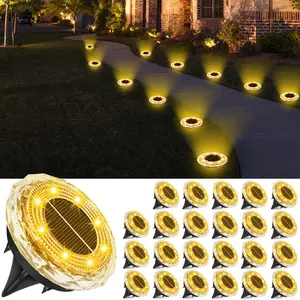 JNOEC Solar Lights Outdoor Waterproof Upgraded Bright LED Solar Garden Pathway Lights Stainless Steel 8 LED Beads IP65 Waterproof for Yard Lawn Walkway Driveway Patio, Solar Ground Light, Solar Pathway Lamp, Led Lighting