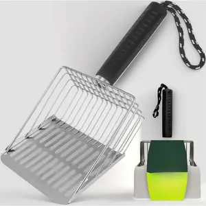 Stainless Steel Cat Litter Scoop with Holder - Heavy Duty Metal Scooper, Efficient Sifter Design for Quick Cleaning. Durable & Rust-Proof Litter Box Scooper Set