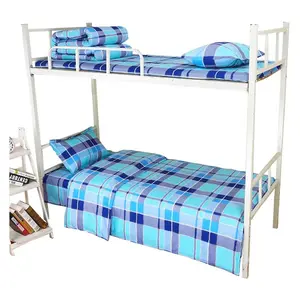 Minimalist Bedroom 3-Piece Cotton Bedding Set - Striped Print Plain Weave Breathable Quilt Cover for Student Dorm Bunk Beds