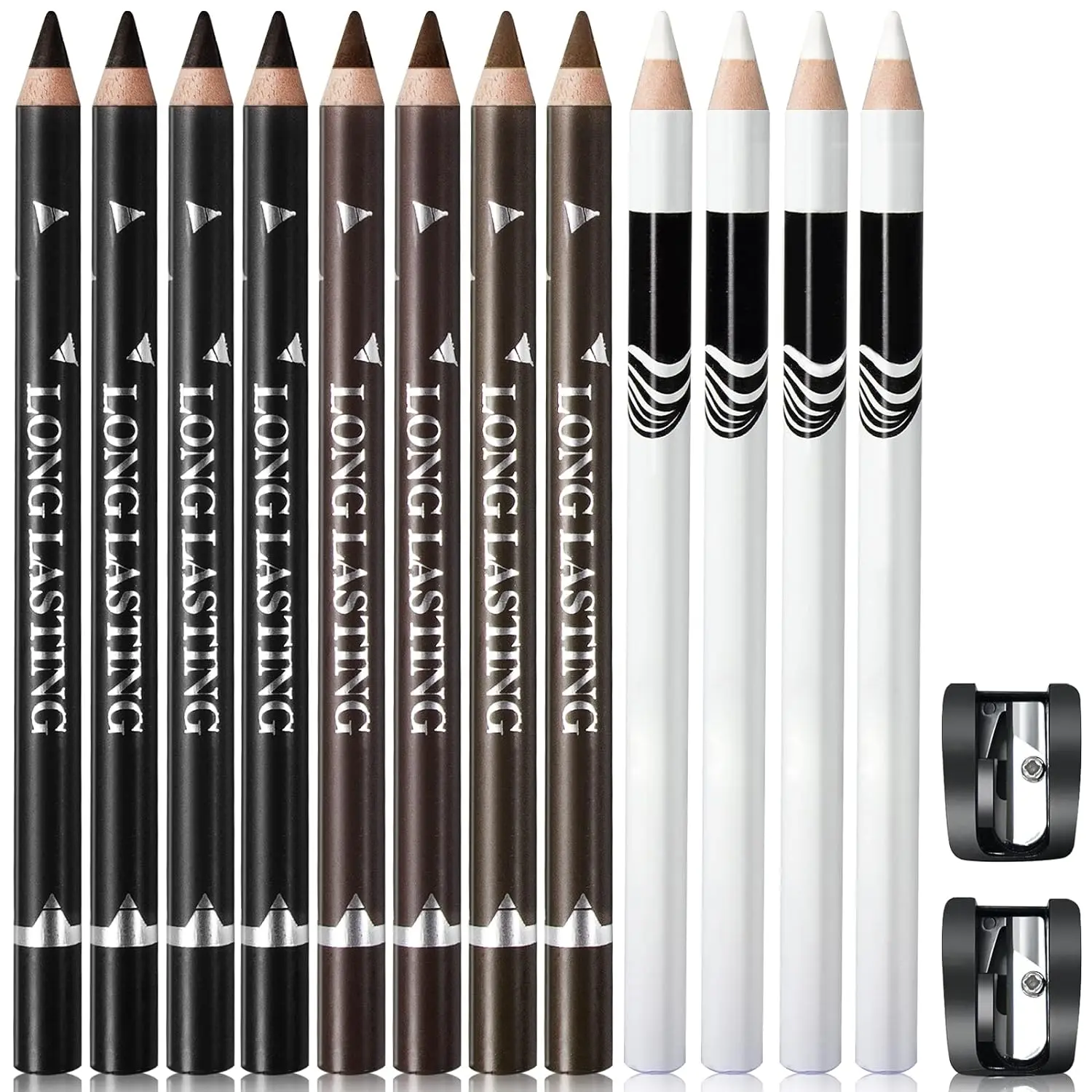 12PCS Barber Pencil Hairline Pencils Beard Guide Beard Outliner Pencils with Sharpener,Hairline Outliner Pencil and Beard Shaping Pencils for Men&Women(Black,White,Dark Brown,Light Brown)