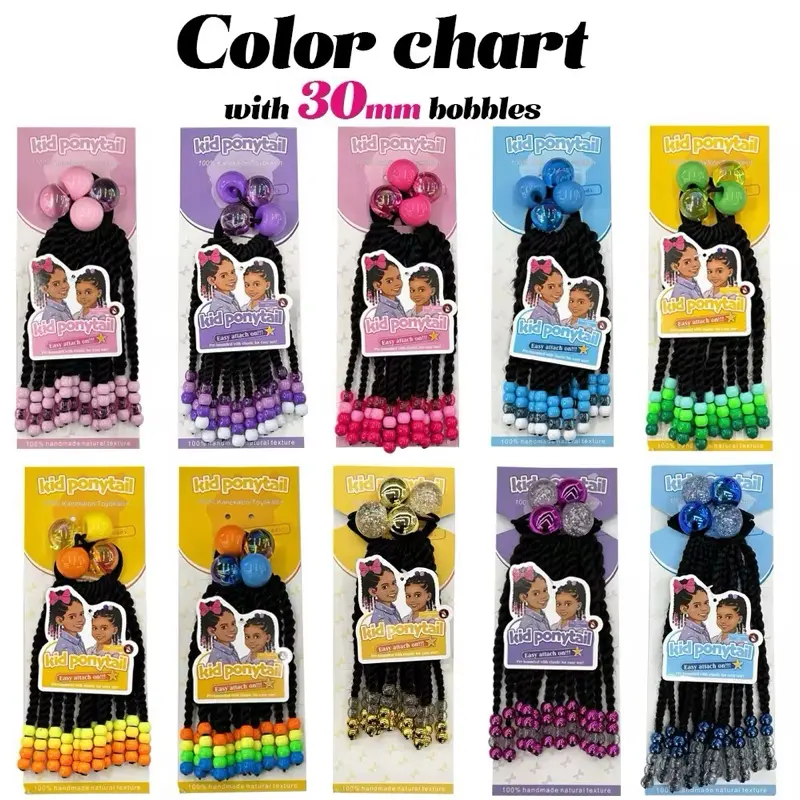 Set of 2 braids ponytail extension with beads , hair extensions with bow easy to install . Good choice to dress up