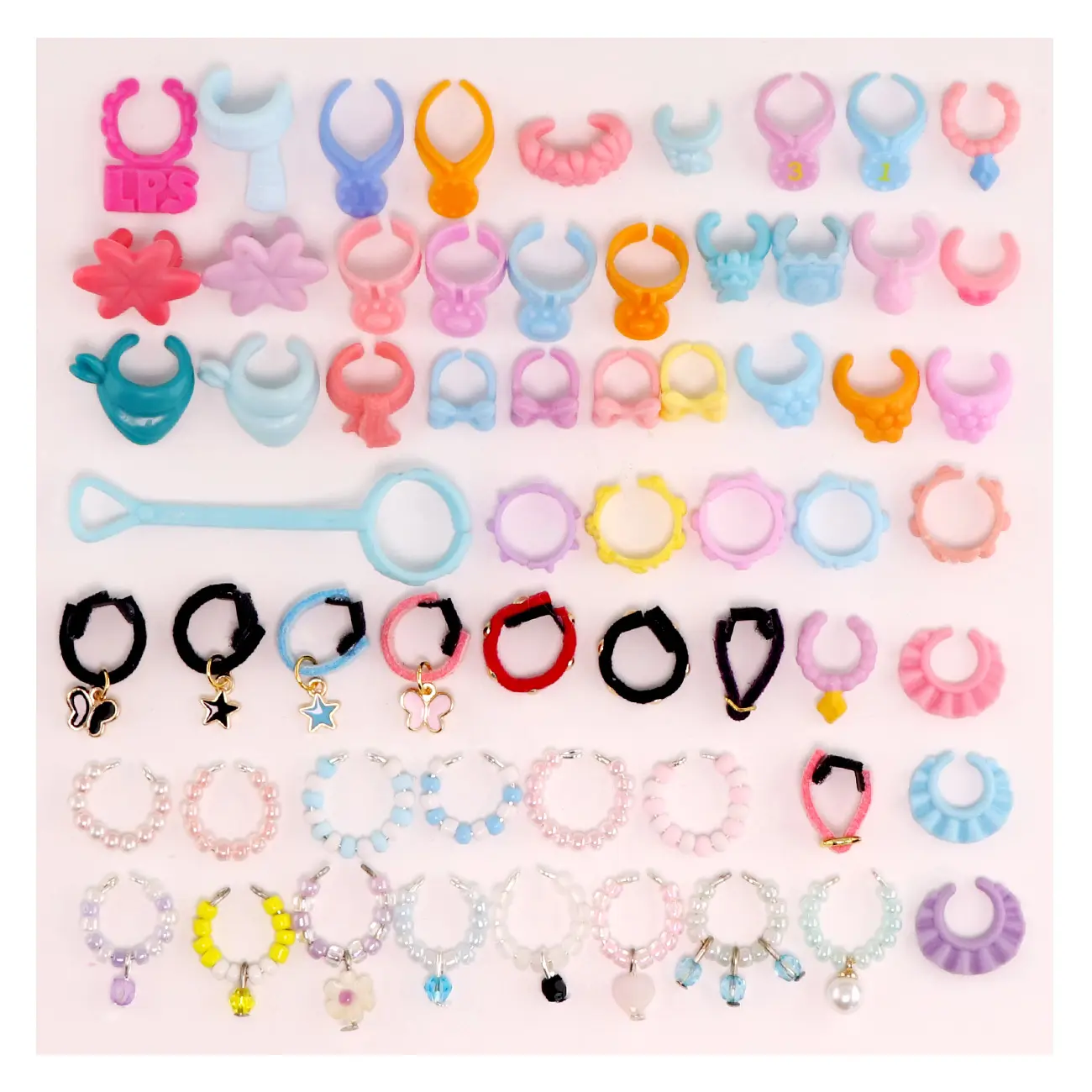 20 Pcs Mini Plastic Collar Necklace Accessories Set for Action bobble-head Mini Shorthair Cat Dashchund Husky Kitten Bunny Great Dane Pet Toys(B32+B37)