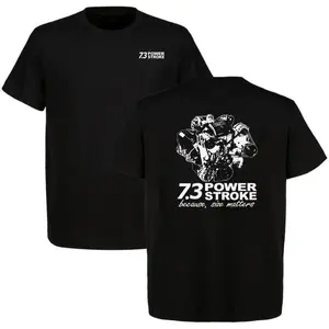 7.3 Power Stroke T-Shirt, Diesel Engine Graphic Tee with Bold Quote Because Size Matters, Ford Power Enthusiast Shirt for Truck Guys and Gearhead Gifts