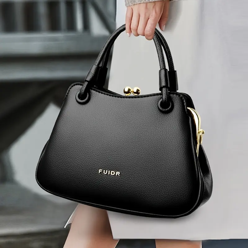 Women's Simple Casual Multi-Layer Tote Bag for Everyday Carry with Double Handle, Gold Hardware, and Adjustable Strap, Adjustable Faux Leather Women's Handbags, Aesthetic Women's Handbags