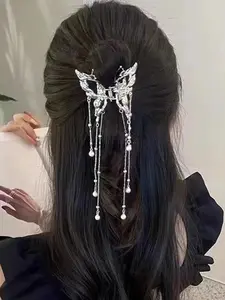 Elegant Butterfly Design Tassel Hair Claw, Fashionable Hair Accessories for Women & Girls, New Casual Versatile Hair Accessories for Daily Wear, Hair Clips